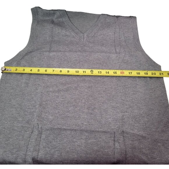 Men's Business Grey V-Neck Sleeveless Sweater Vest Pullover Size Large - Picture 7 of 8